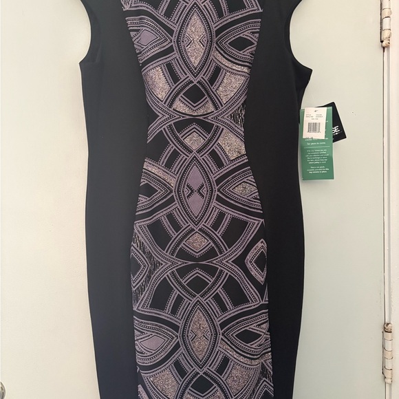 Dresses & Skirts - Black & Lilac Geometric Sheath Dress - Women's OR BEST OFFER